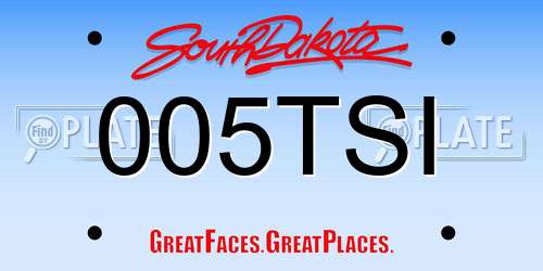 005TSI South Dakota License Plate