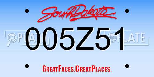 005Z51 South Dakota License Plate