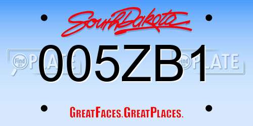 005ZB1 South Dakota License Plate