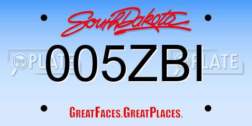 005ZBI South Dakota License Plate