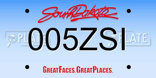 005ZSI South Dakota License Plate