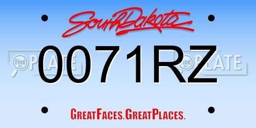 0071RZ South Dakota License Plate