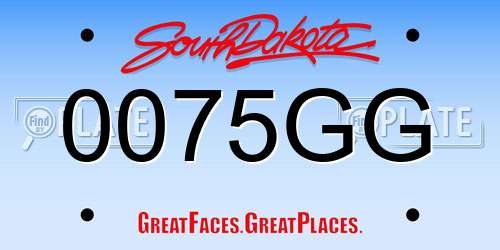 0075GG South Dakota License Plate