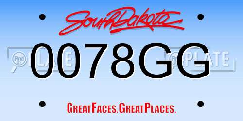 0078GG South Dakota License Plate