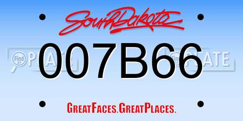 007B66 South Dakota License Plate