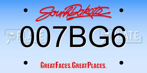 007BG6 South Dakota License Plate