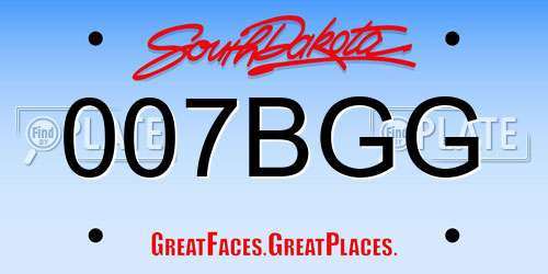 007BGG South Dakota License Plate