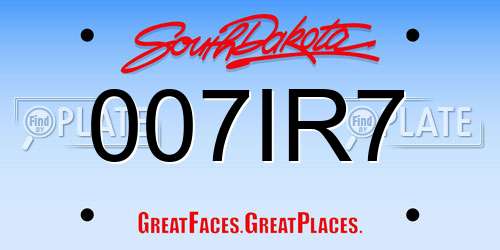 007IR7 South Dakota License Plate