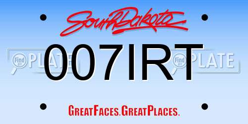 007IRT South Dakota License Plate
