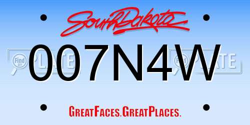 007N4W South Dakota License Plate