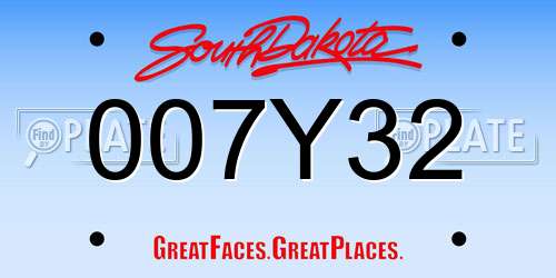 007Y32 South Dakota License Plate