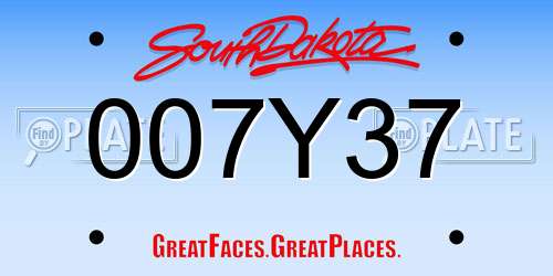 007Y37 South Dakota License Plate