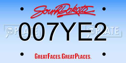 007YE2 South Dakota License Plate