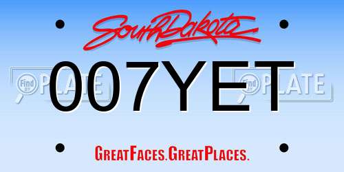 007YET South Dakota License Plate