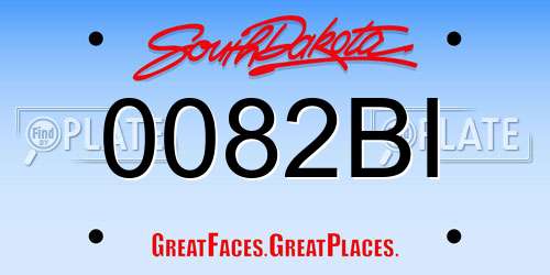0082BI South Dakota License Plate