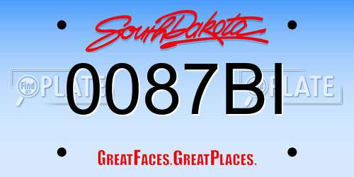 0087BI South Dakota License Plate