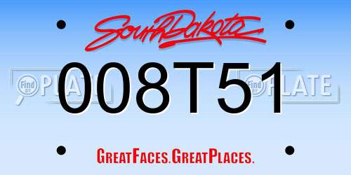 008T51 South Dakota License Plate