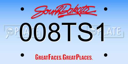 008TS1 South Dakota License Plate
