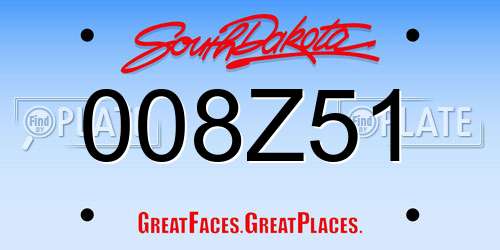 008Z51 South Dakota License Plate