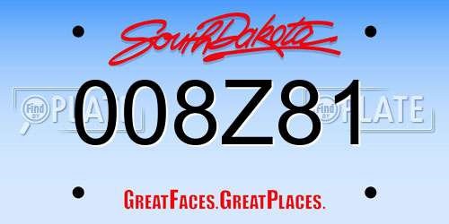 008Z81 South Dakota License Plate