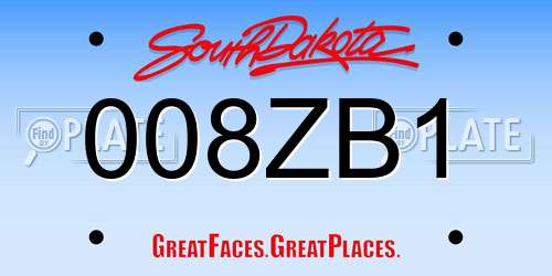 008ZB1 South Dakota License Plate