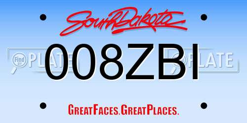 008ZBI South Dakota License Plate