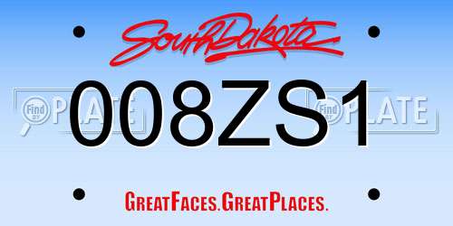 008ZS1 South Dakota License Plate
