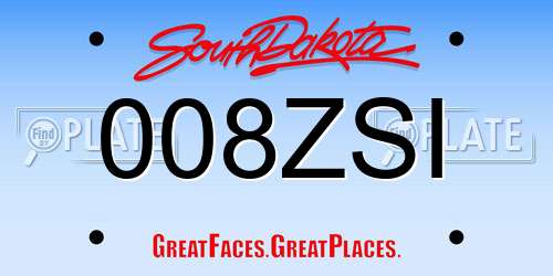 008ZSI South Dakota License Plate