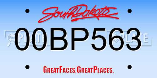 00BP563 South Dakota License Plate