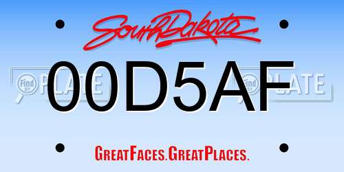 00D5AF South Dakota License Plate