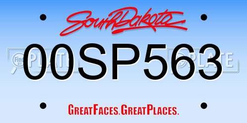 00SP563 South Dakota License Plate