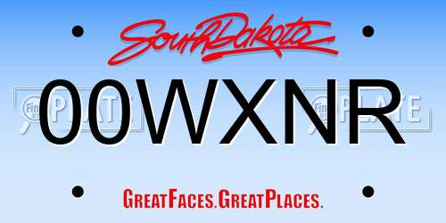 00WXNR South Dakota License Plate