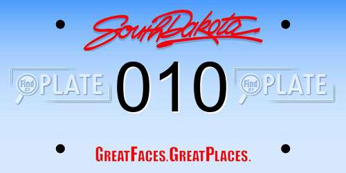 010 South Dakota License Plate