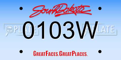 0103W South Dakota License Plate