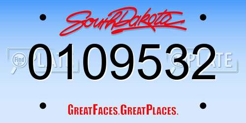 0109532 South Dakota License Plate