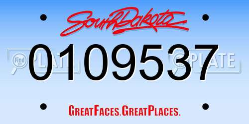 0109537 South Dakota License Plate