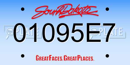 01095E7 South Dakota License Plate
