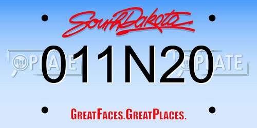 011N20 South Dakota License Plate