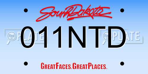 011NTD South Dakota License Plate