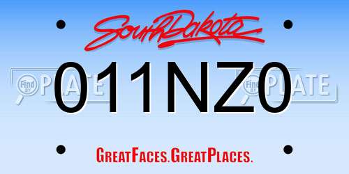 011NZ0 South Dakota License Plate