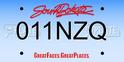011NZQ South Dakota License Plate