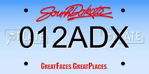 012ADX South Dakota License Plate