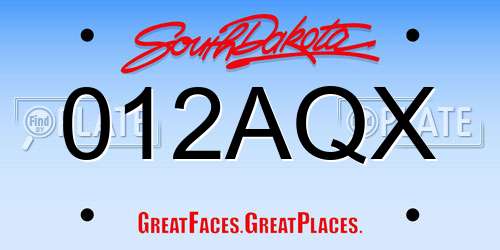 012AQX South Dakota License Plate