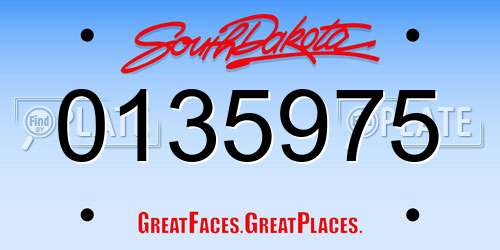 0135975 South Dakota License Plate