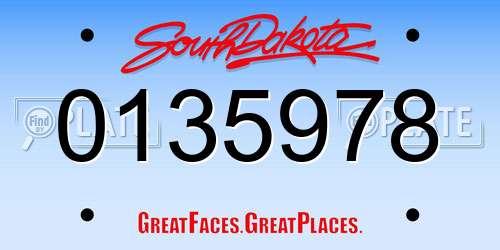0135978 South Dakota License Plate