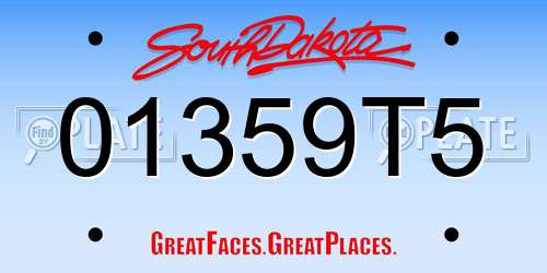 01359T5 South Dakota License Plate