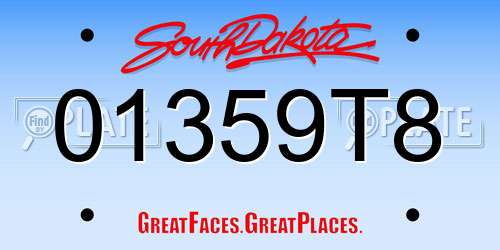01359T8 South Dakota License Plate