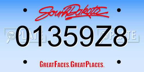 01359Z8 South Dakota License Plate