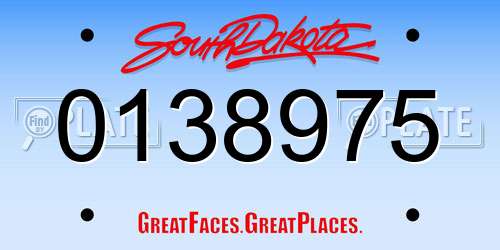 0138975 South Dakota License Plate