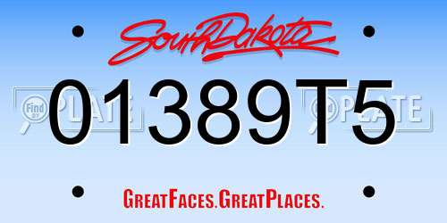 01389T5 South Dakota License Plate